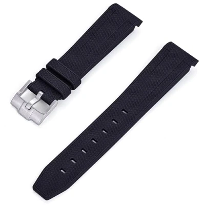 Image of Max Compatible with MoonSwatch Watch Strap Curved FKM Rubber 20mm Replacement Band Not Silicone (Black)