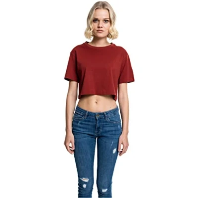 Image of Urban Classics Ladies Short Oversized TEE Basic Tshirt, Women&#039;s, Size: XL, Red