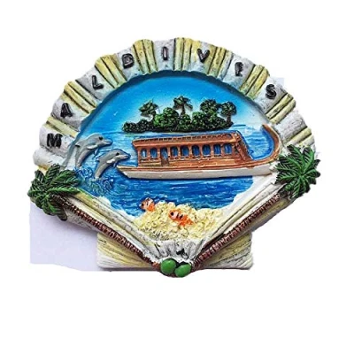 Image of Scallop shape Maldives 3D Fridge Magnet Travel Souvenir Gift,Home &amp; kitchen Decor Refrigerator Collection