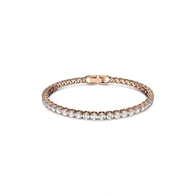 Image of Swarovski Tennis Deluxe bracelet, Round cut crystals, White, Rose gold tone plated