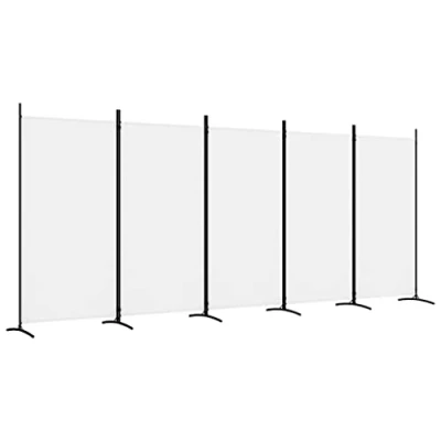 Image of &quot;vidaXL 5 Panel Room Divider Breathable, Durable Polyester Fabric, Convenient Foldable Design, Easy to Assemble, Versatile Usage for Both Privacy and Decor, White&quot;