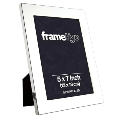 Image of Frametigo Silver Plated Broad Edge Photo Frame Fits Size 5&quot;x7&quot; (13x18cm)