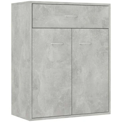 Image of vidaXL Modern Sideboard with Drawer and 2 Doors, Engineered Wood Material, Concrete Grey, Suitable for Living Room, Bedroom, Office