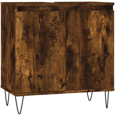 Image of vidaXL Bathroom Cabinet Smoked Oak 58x33x60 cm Engineered Wood