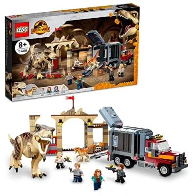 Image of LEGO Jurassic World T. rex &amp; Atrociraptor Dinosaur Breakout 76948 Building Toy Set for Kids Aged 8 and up (461 Pieces)