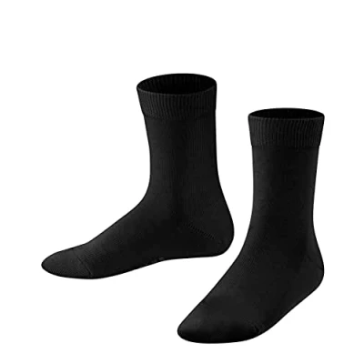 Image of FALKE Unisex Kids Family K SO Sustainable Cotton Plain 1 Pair Socks, Black (Black 3000) new eco friendly, 12 2.5
