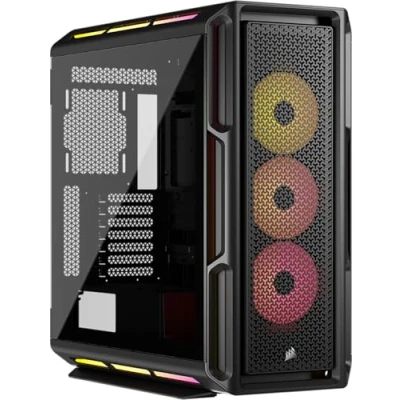 Image of CORSAIR iCUE LINK 5000T LX RGB Mid Tower ATX PC Case 3x Pre Installed LX120 Fans, Integrated Aurora Light Strips, Spacious Interior, System Hub Included Black