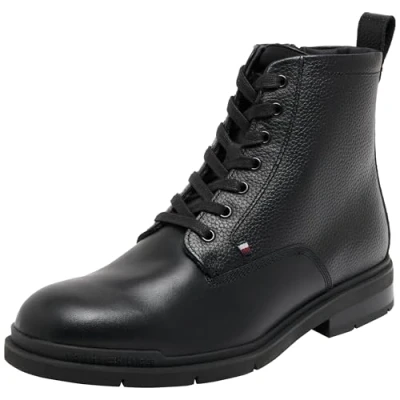 Image of Tommy Hilfiger FLEX WARM Check Laceup ankle boots, Men&#039;s, Size: 9, Black Leather