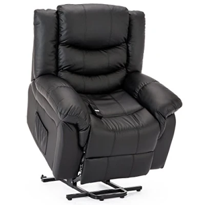 Image of More4Homes SEATTLE ELECTRIC RISE RECLINER BONDED LEATHER ARMCHAIR SOFA HOME LOUNGE RISER CHAIR (Black)
