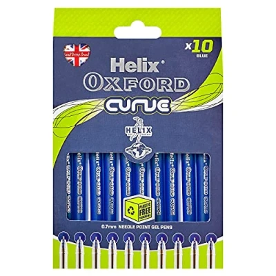 Image of Helix Oxford Curve Ballpoint Pens (x10 Pack Blue Ink) with Plastic Free Packaging