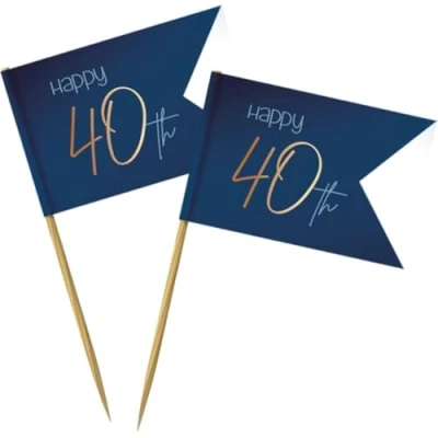 Image of Folat 66840 Party Pickers Elegant 40 Years Pack of 36, Number, Blue (True Blue)