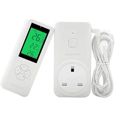 Image of SENSTREE Wireless Thermostat Outlet, Temperature Controlled Outlet Heating &amp; Cooling Remote Control and Plug in Receiver, Over 300 feet Range, with 6ft NTC Temp Probe (Outlet Detect Temperature)