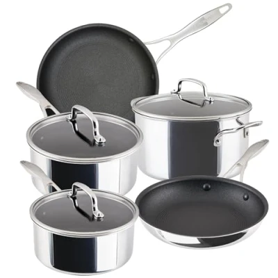 Image of Circulon Scratch Defense Stainless Steel Pan Set: 5 Piece Induction Hob Set with Extreme Non Stick, &amp; All Suitable