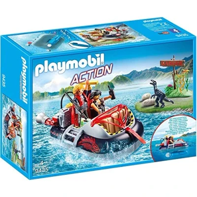 Image of Playmobil 9435 Action Dino Hovercraft with UnderWater Motor, Fun Imaginative Role Play, PlaySets Suitable for Children Ages 4+