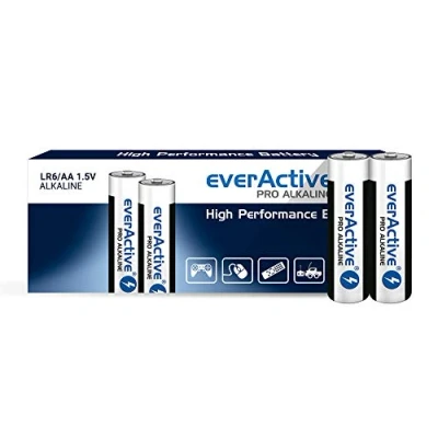 Image of everActive AA Batteries Pack of 10, Pro Alkaline, Mignon LR6 R6 1.5 V, Highest Performance, 10 Year Shelf Life,