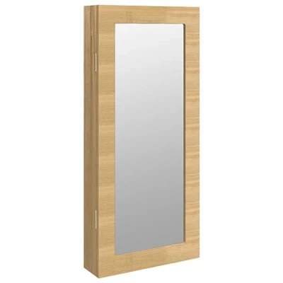 Image of vidaXL Mirror Jewellery Cabinet Wall Mounted Storage &amp; Organising Unit with Practical Lockable Keys Engineered Wood Brown