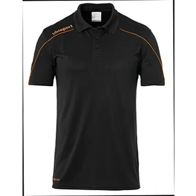Image of Uhlsport Stream 22 Polo Shirt Black/Fluo Orange, 3X Large
