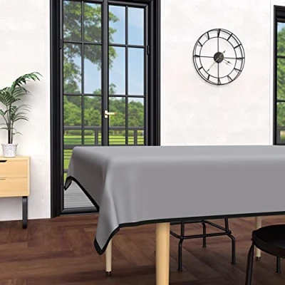 Image of Soleil d&#039;ocre, Rectangular Stain Resistant Tablecloth Washed Microfibre 140 x 300 cm Bohemian Grey