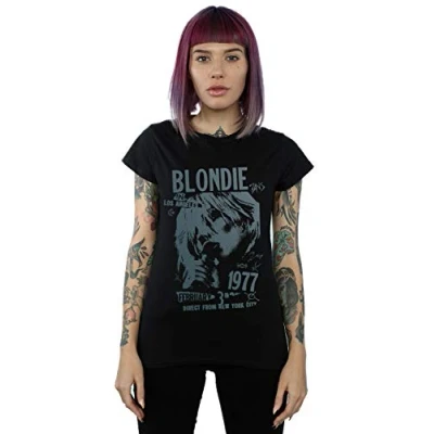 Image of Absolute Cult Blondie Women&#039;s Tour 1977 Chest T Shirt Black Large