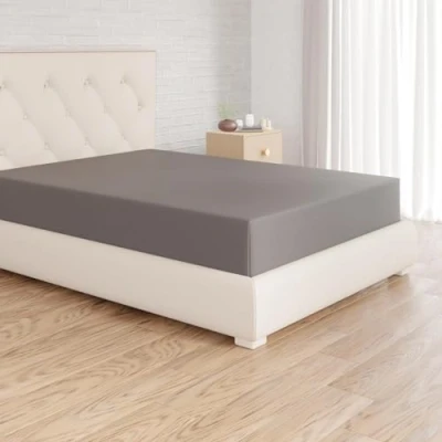 Image of Amazon Basics 100% Cotton Jersey Fitted Sheet, Deep Pocket 12 inch (30 cm), 140 x 200 cm, Dark Grey