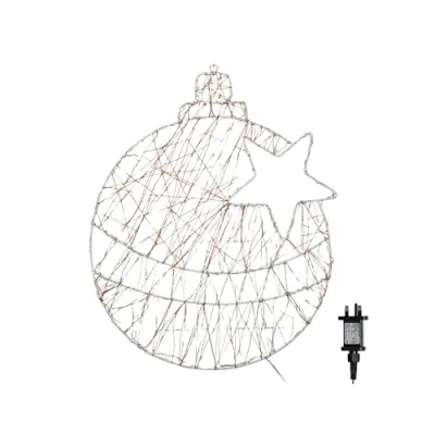 Image of 50cm Light up Metal Hanging Christmas Bauble with 240 Red and White LEDs