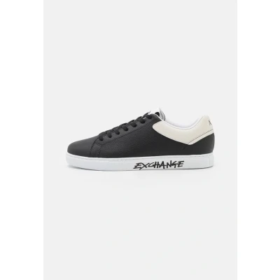 Image of Armani Exchange Men&#039;s Lettering, Back Colour Insert, lace up Sneaker, Black White, 9.5 UK