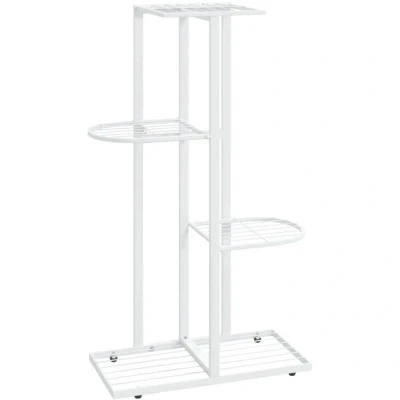 Image of vidaXL 4 Floor Flower Stand 43x22x76 cm White Metal
