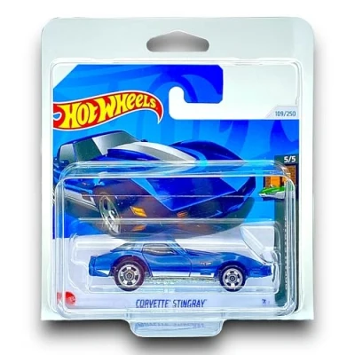 Image of Hot Wheels Corvette Stingray (Blue) 5/5 HW Dream Garage 2024 109/250 (Short Card) includes a KLAS Car Keeper Protector Case HTD53