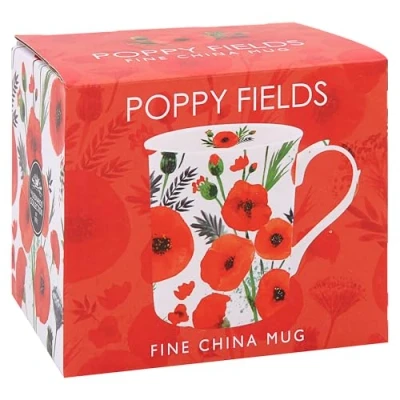 Image of The Leonardo Collection Finola Stack Poppy Mug for Home &amp; Kitchen Stylish Ceramic Mugs Tea Coffee Lovely Cup Set Mens Gifts Birthday Women