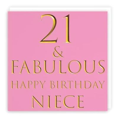 Image of Hunts England Large Niece 21st Birthday Card 21 &amp; Fabulous Happy Still Totally Collection 210 x mm Fun Age