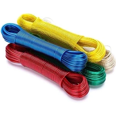 Image of AMD Nexus 25m Washing line Rope Strong Steel Core 3.5mm thickness Indoor Outdoor Heavy Duty Weather Resistant PVC Laundry Clothes Assorted Colour