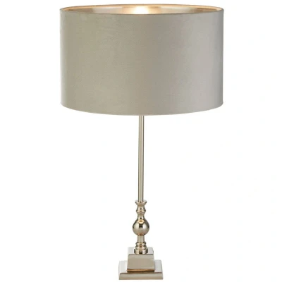 Image of Whitby Table Lamp Chrome, Light Grey Velvet Shade