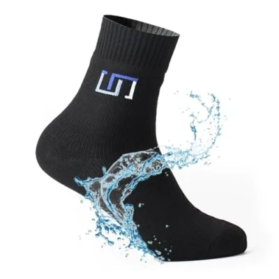 Image of ABDEEZ Non Leather, 100% Waterproof, Breathable, and Anti Odor Socks for Ablution (Wudu) &amp; Outdoor Activities [Jet Black][Unisex] (Jet Black, Large)