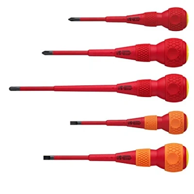 Image of VESSEL Ball Grip VDE Screwdrivers (Insulated) Phillips/Flat, Set of 5 pcs