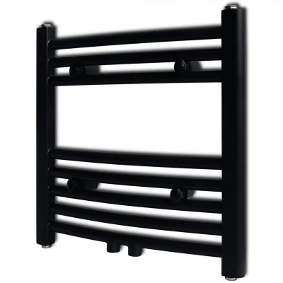 Image of vidaXL Black Bathroom Central Heating Towel Rail Radiator Curve 480x480mm