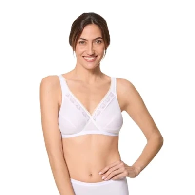 Image of Playtex Women&#039;s Pack of 2 Unwired Bras, Semi Voile Curtain inches, White, 42D