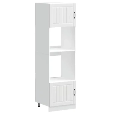 Image of vidaXL Oven Cabinets 2 pcs Kalmar White Engineered Wood 60x57x207cm Adjustable Feet, Compact Kitchen Storage