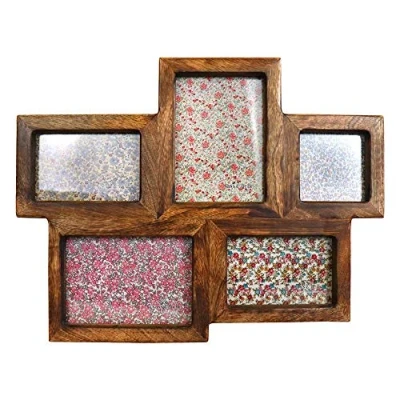 Image of Sass &amp; Belle Dark Brown Wood Photo Frame with 5 Apertures
