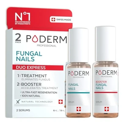 Image of PODERM PACK OF 2 SEVERE fungal INFECTION PRODUCTS Special comprehensive treatment for difficult to treat infections Professional foot/hand Quick &amp; easy Swiss Made