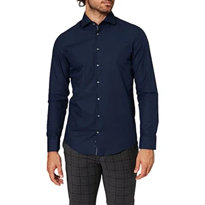 Image of Seidensticker Men&#039;s Slim Fit Langarm Popeline Shirt,Darkblue,39