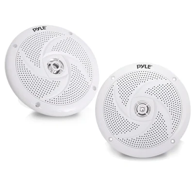 Image of Pyle Marine Speakers 6.5 Inch 2 Way Waterproof and Weather Resistant Outdoor Audio Stereo Sound System with 240 Watt Power Low Profile Slim Style 1 Pair PLMRS6W (White)