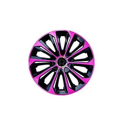 Image of Set of 4 extra strong pink/black 14 inch wheel trims