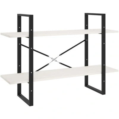 Image of vidaXL 2 Tier Book Cabinet White 100x30x70 cm Solid Pine Wood