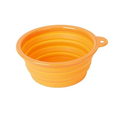 Image of PANYTOW Portable Pet Dog/Cat Food/Water Foldable Collapsible Bowl for Travel Orange