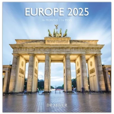 Image of DRAEGER PARIS 1886 Large Wall Calendar 29 x cm 2025 7 languages September 2024 to December 12 photographs available in several themes Europe Note appointments, birthdays