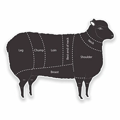 Image of 2 x 10cm Meat Cuts Lamb Sheep Vinyl Sticker Laptop Butcher Farm Animal #9622 (10cm Wide 7.5cm High)