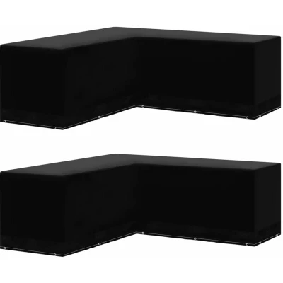 Image of vidaXL Garden Furniture Covers 2 pcs L Shaped 12 Eyelets 250x250x90 cm