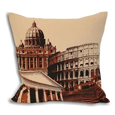 Image of Paoletti Rome City Polyester Cushion, Cream, 45 x 45cm