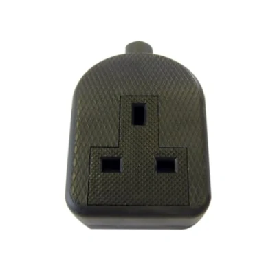 Image of Dencon single plug trailing extension lead socket (Black). BS Approved
