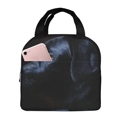 Image of Lunch Bag,Black Labrador Dog Insulated Box Durable Tote Bag Reusable Cooler